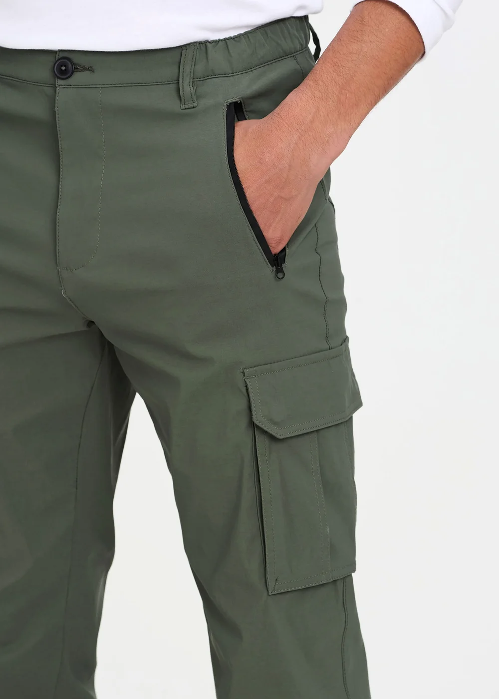 Cotton Traders Olive Quick Dry Stretch Action Trousers - 32/L29 Image 4