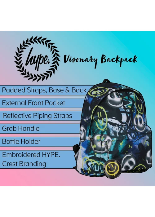 Hype Kids Multi Visionary Graffiti Print 18L Backpack - One Size Image 5