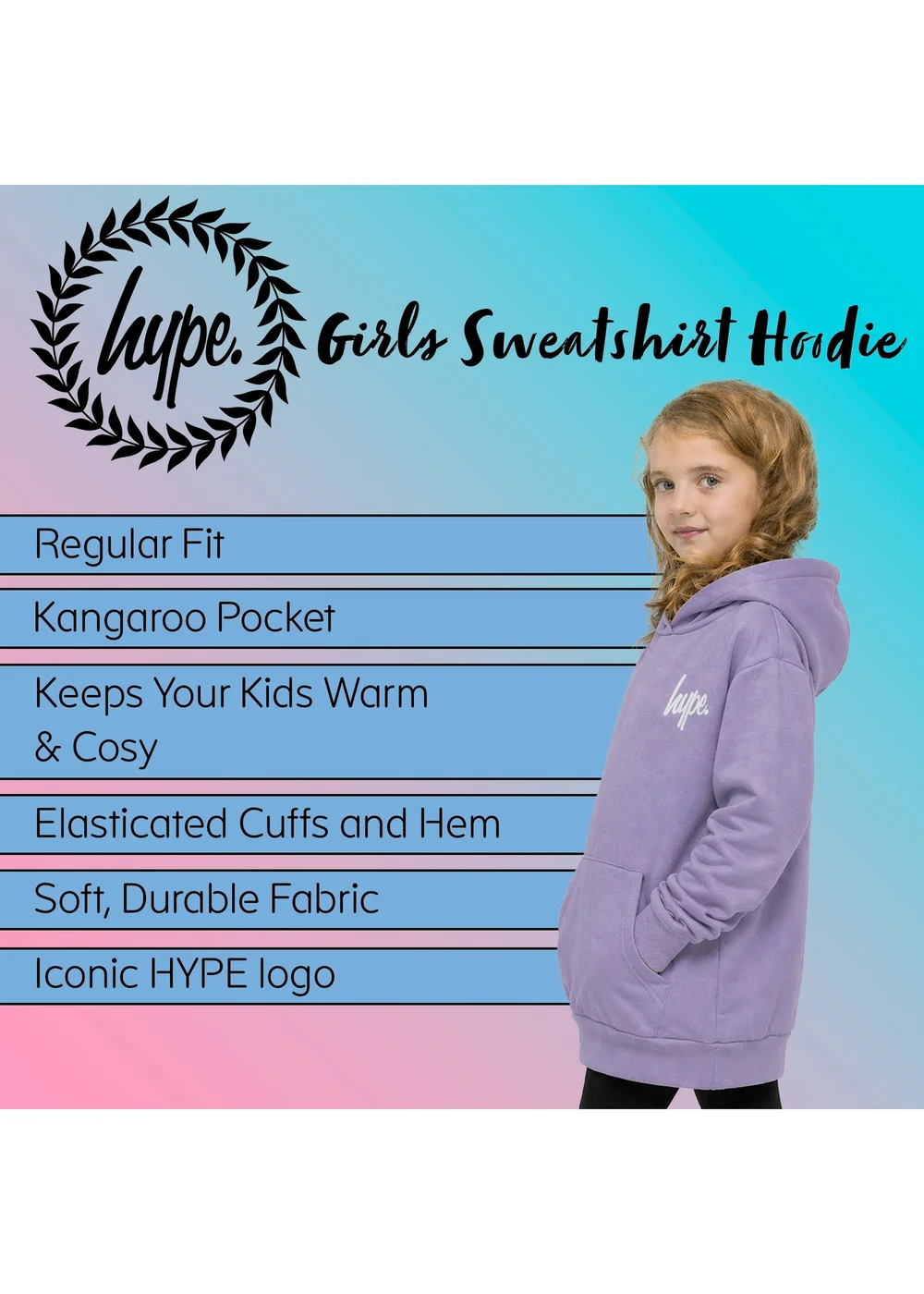 Hype Girls Purple Incept Hoodie (7-14 Years) - 7-8 Yrs Image 5