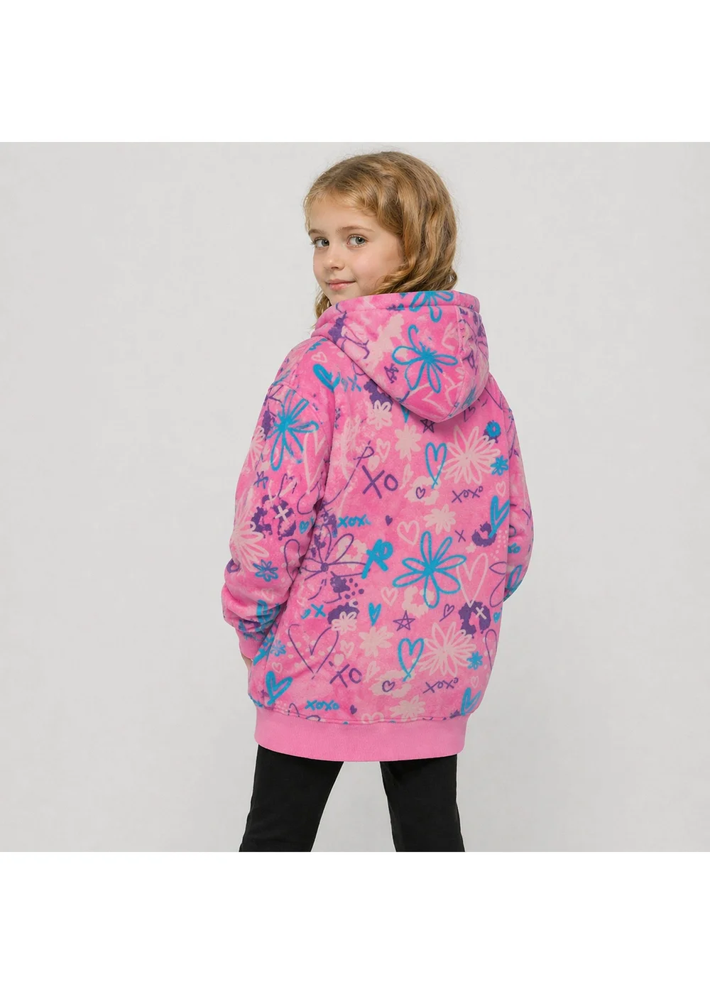 Hype Girls Pink Oversized Scribble Hoodie (5-14 Years) - 5-6 Yrs Image 2