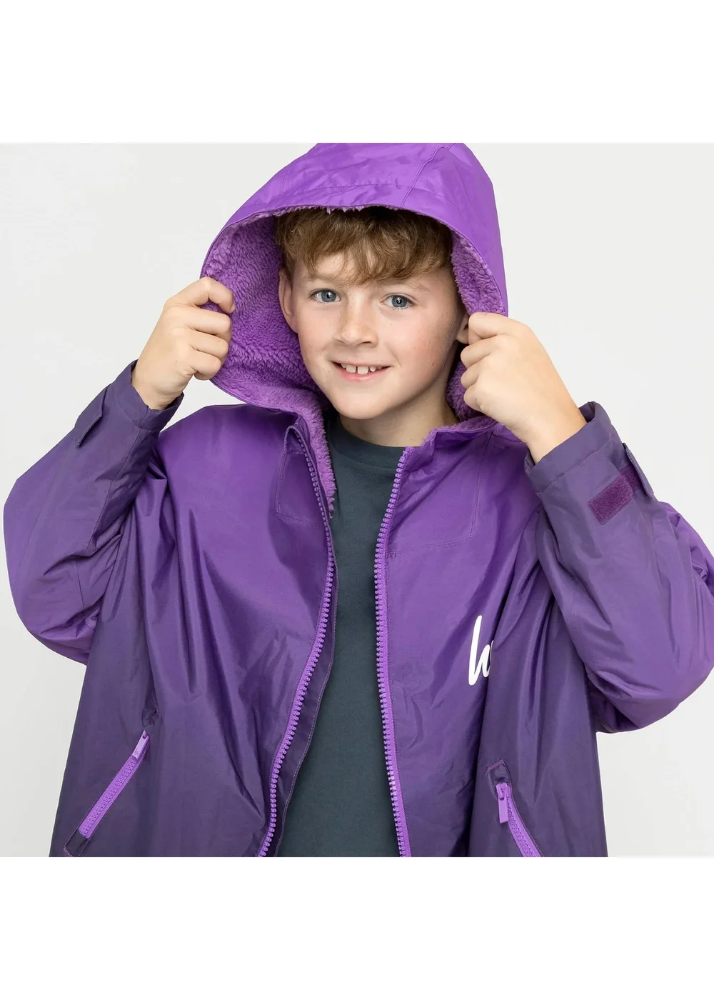 Hype Kids Purple Hanging Robe Fleece Warm Swim Coat (3-13 Years) - 3-5 Yrs Image 4