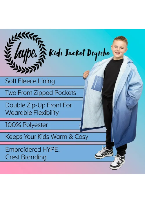 Hype Kids Blue Hanging Robe Fleece Warm Swim Coat (3-13 Years) - 9-13 Yrs Image 5
