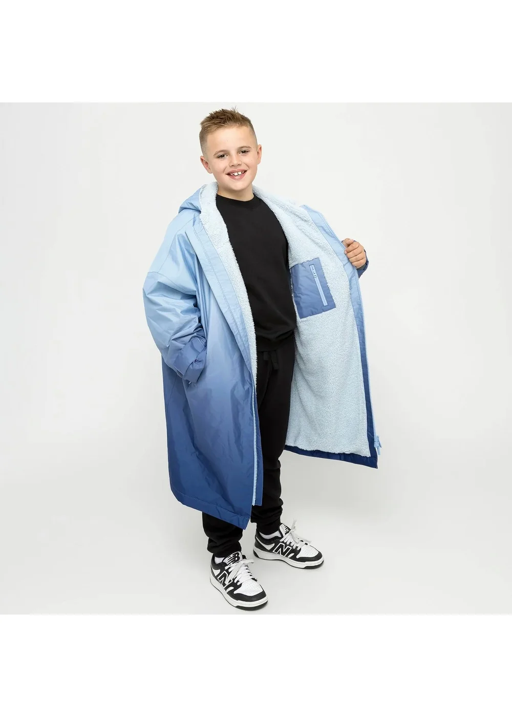 Hype Kids Blue Hanging Robe Fleece Warm Swim Coat (3-13 Years) - 9-13 Yrs Image 4
