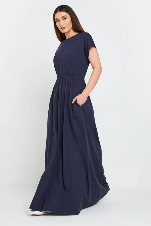 Long Tall Sally Navy Blue Jersey Shirred Waist Maxi Dress - 18 Image 2