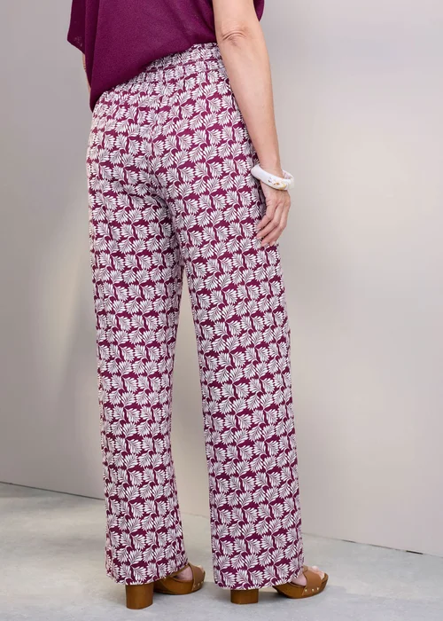 Cotton Traders Rose Wild Rose Pull On Printed Wide Leg Trousers - 22/L29 Image 3
