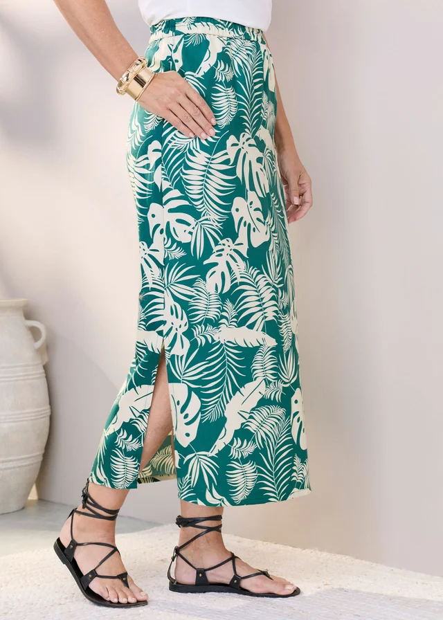 Cotton Traders Emerald Printed Pull On Maxi Skirt