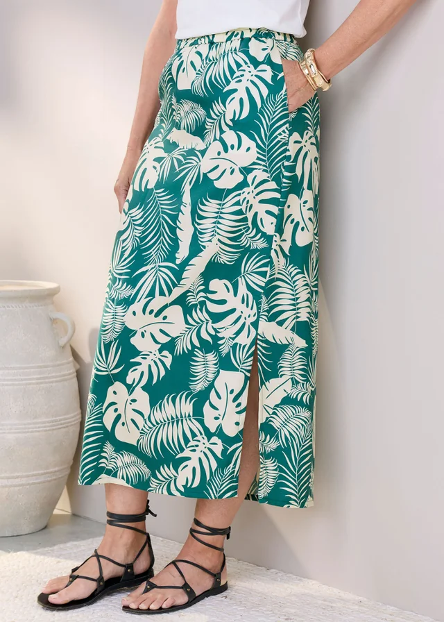 Cotton Traders Emerald Printed Pull On Maxi Skirt