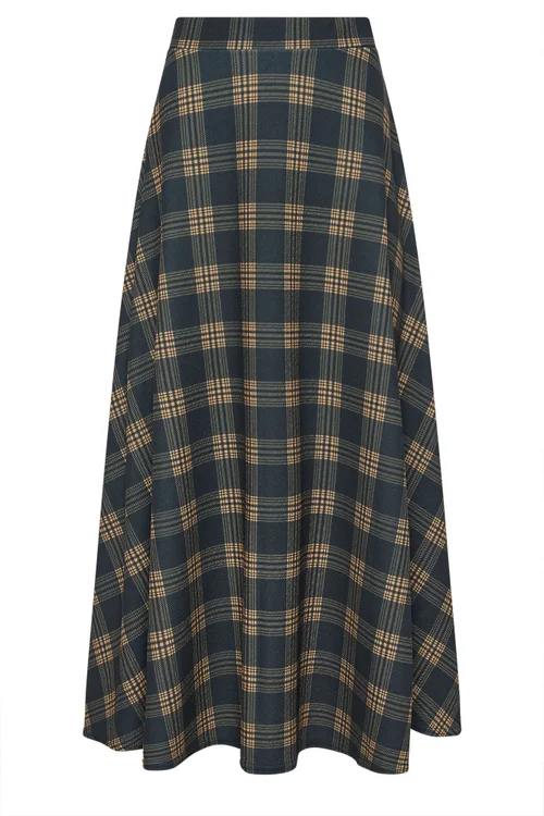 PixieGirl Petite Dark Blue Check Maxi Skirt - 16 Image 5