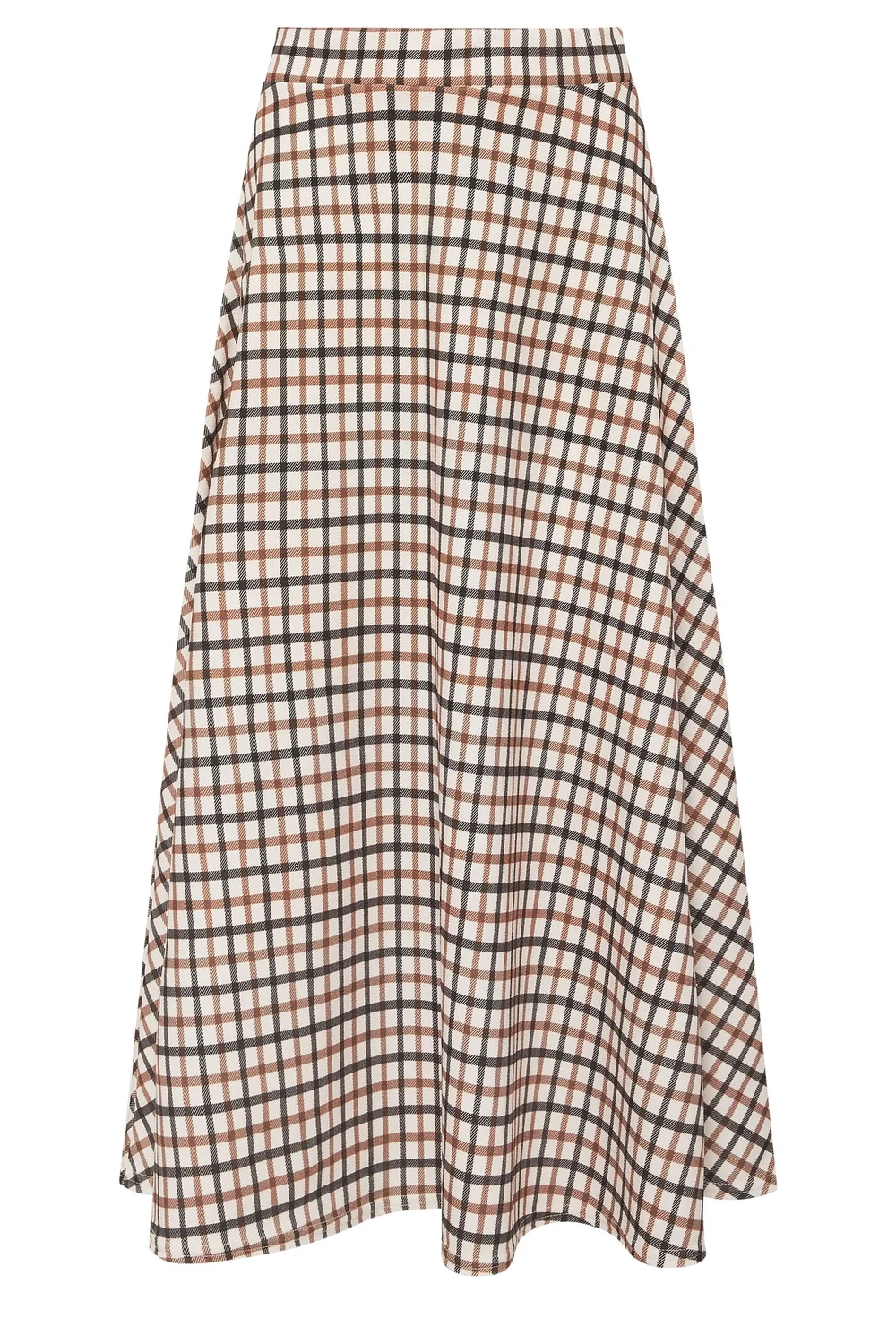 PixieGirl Petite Natural Brown Check Maxi Skirt - 10 Image 5