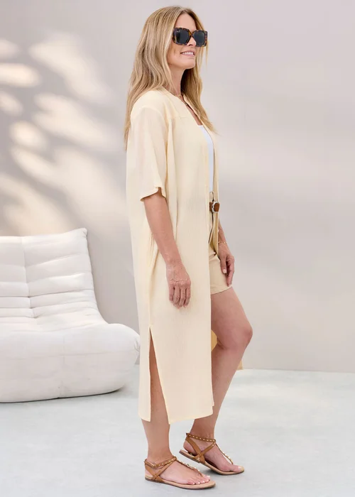 Cotton Traders Cream Long Cotton Overshirt - 14 Image 1
