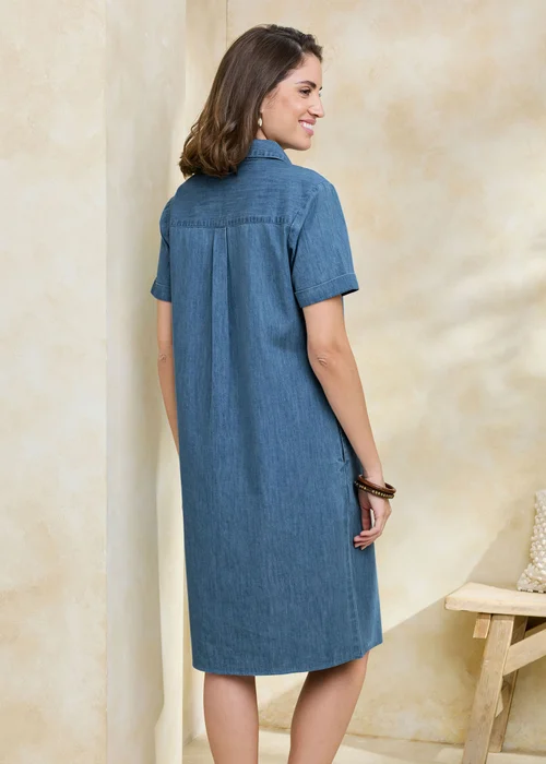 Cotton Traders Stonewash Denim Knee Length Dress - 10 Image 3