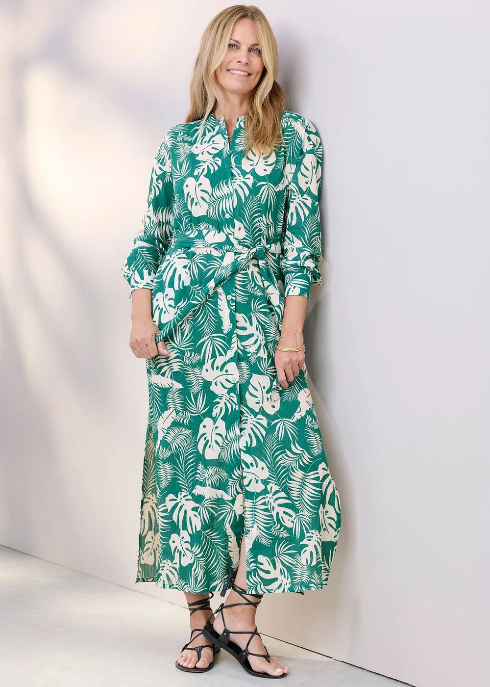 Cotton Traders Emerald Printed Maxi Shirt Dress - 20 Image 2