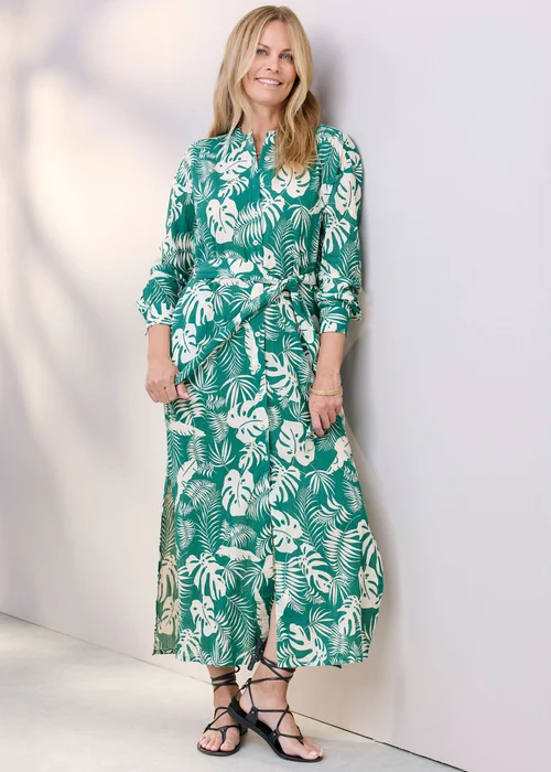 Cotton Traders Emerald Printed Maxi Shirt Dress - 20 Image 2