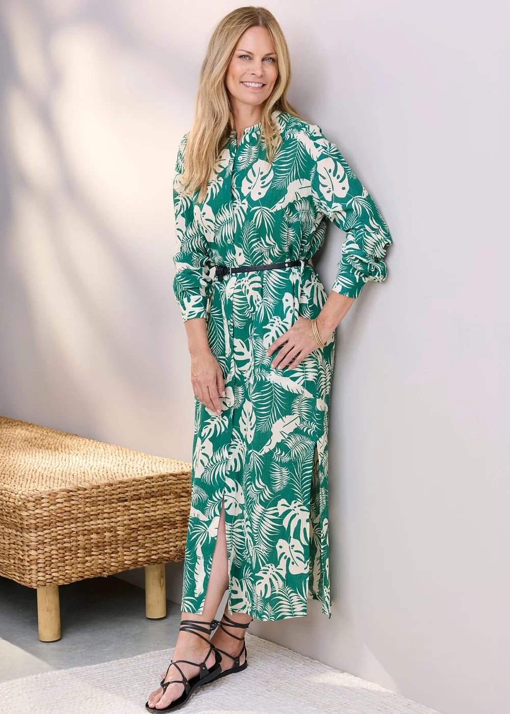 Cotton Traders Emerald Printed Maxi Shirt Dress - 20 Image 1