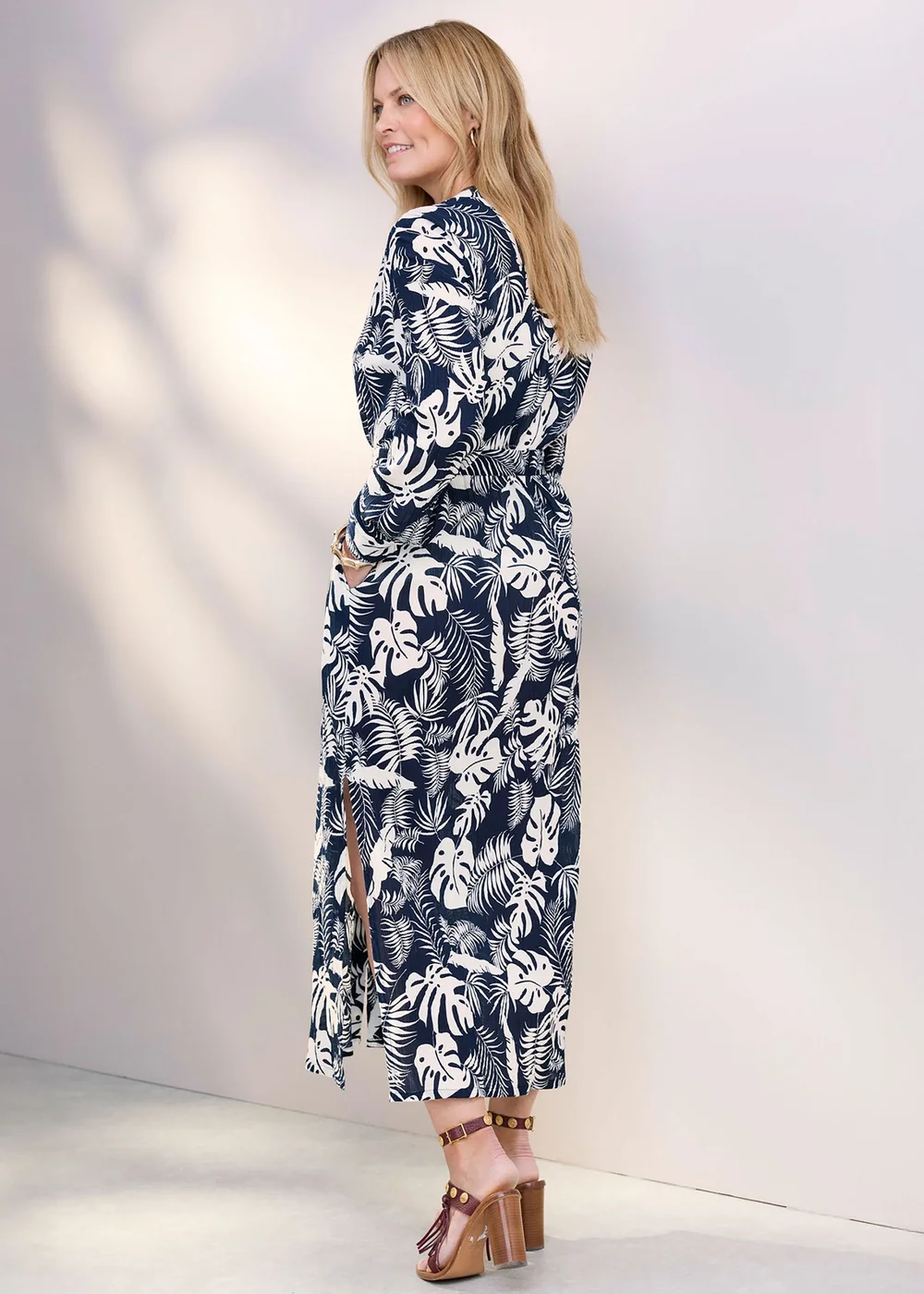 Cotton Traders Navy Printed Maxi Shirt Dress - 10 Image 3