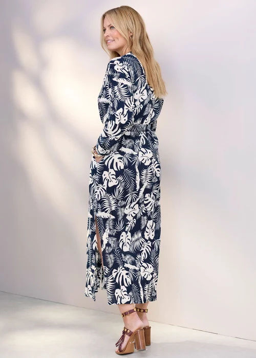 Cotton Traders Navy Printed Maxi Shirt Dress - 10 Image 3