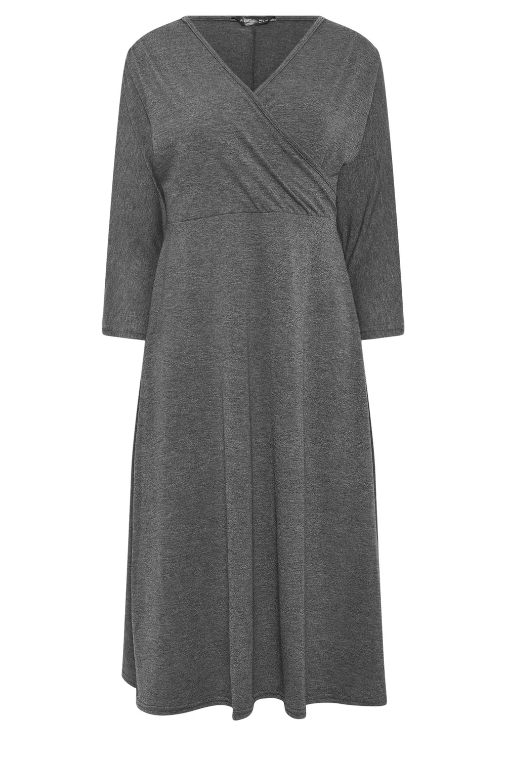 PixieGirl Petite Charcoal Grey Wrap Midi Dress - 16 Image 5