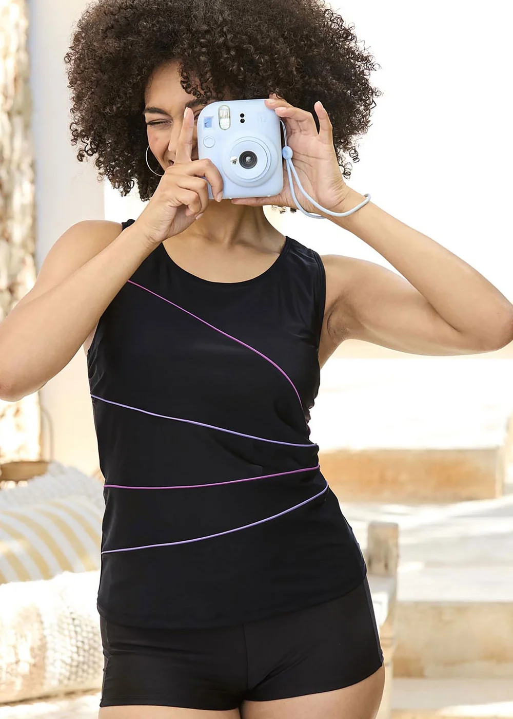 Cotton Traders Black Illusion Tankini Top - 20 Image 4