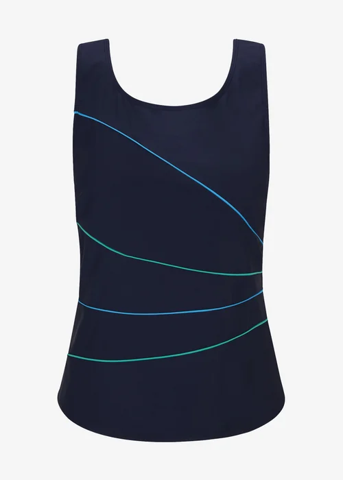Cotton Traders Navy Illusion Tankini Top - 18 Image 4