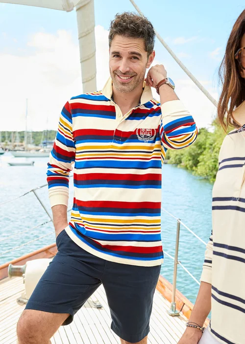 Cotton Traders Multi Men's Heritage Long Sleeve Rugby Shirt - XL Image 2