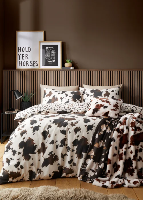 Fusion Cow Print Reversible Natural Duvet Cover Set - Single Image 5