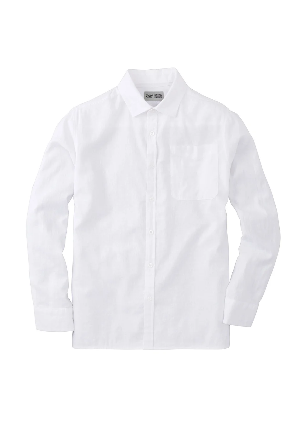 Cotton Traders White Long Sleeve Linen Blend Shirt - 2XL Image 4