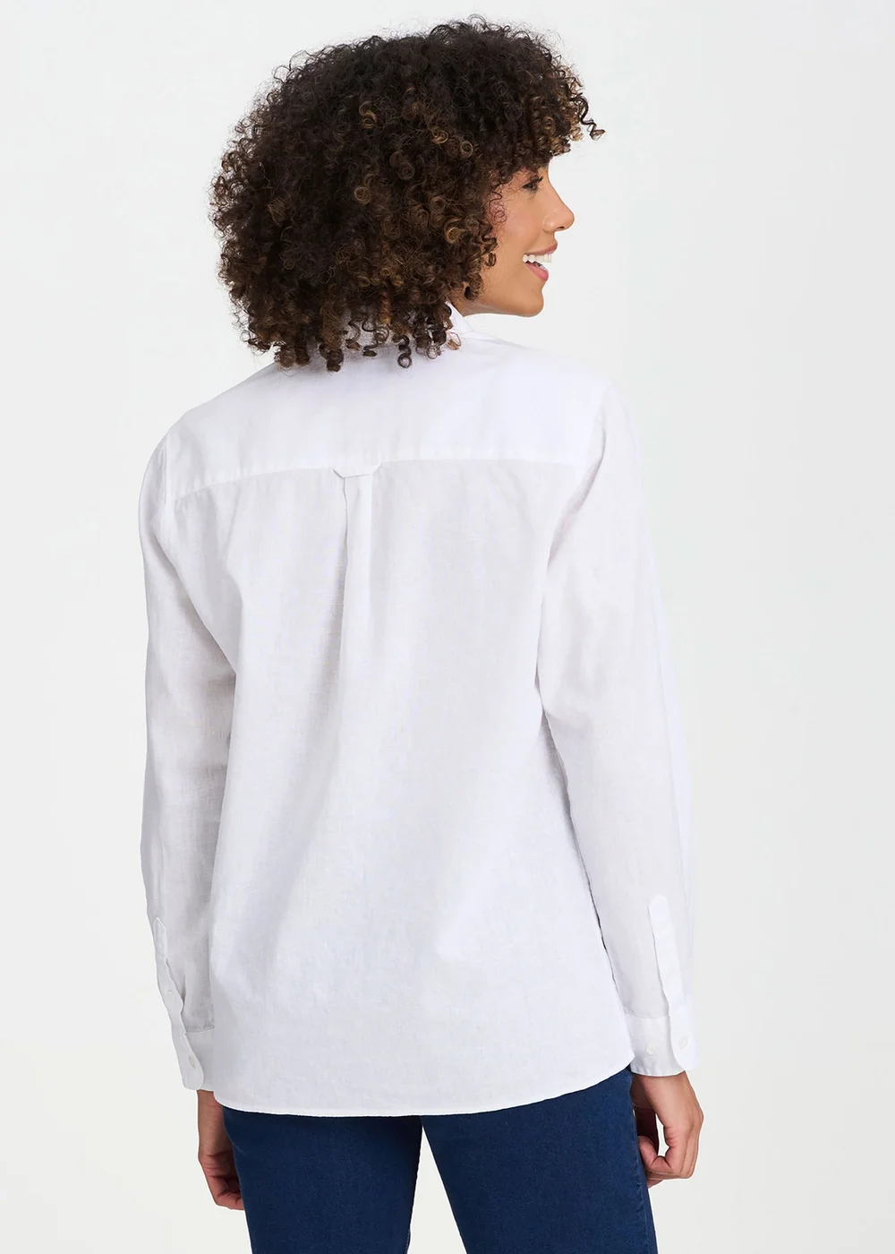 Cotton Traders White Long Sleeve Linen Blend Shirt - 2XL Image 2