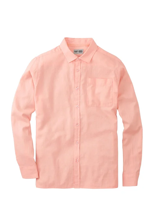 Cotton Traders Bright Peach Long Sleeve Linen Blend Shirt - 3XL Image 4