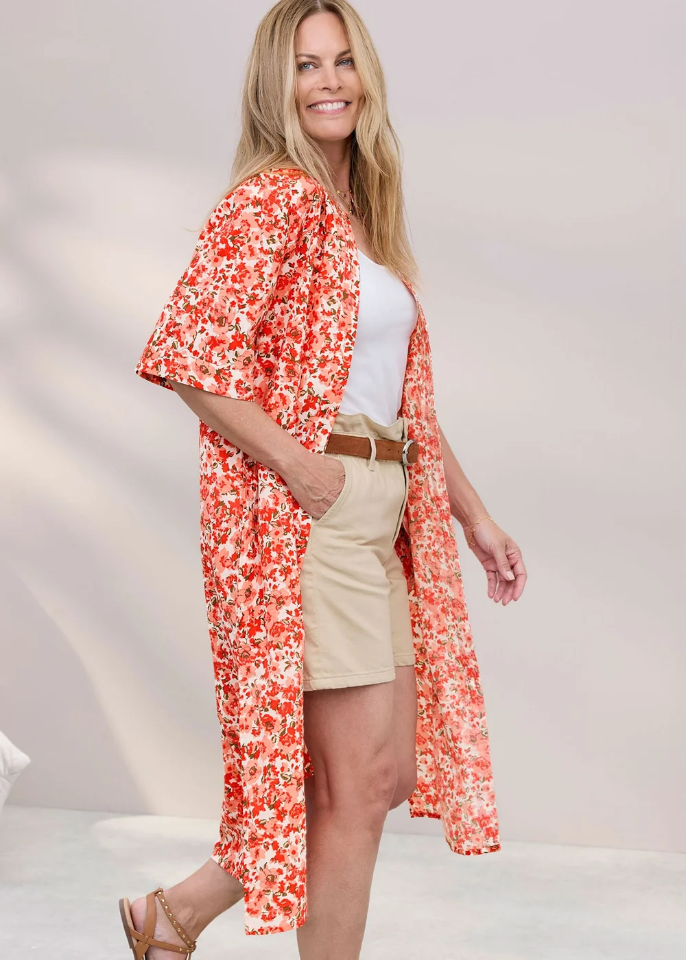 Cotton Traders Burnt Orange Long Printed Cotton Overshirt - 10 Image 1