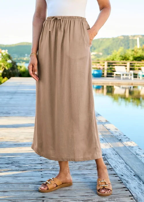 Cotton Traders Biscuit Pull-On Linen Blend Maxi Skirt - 14 Image 1