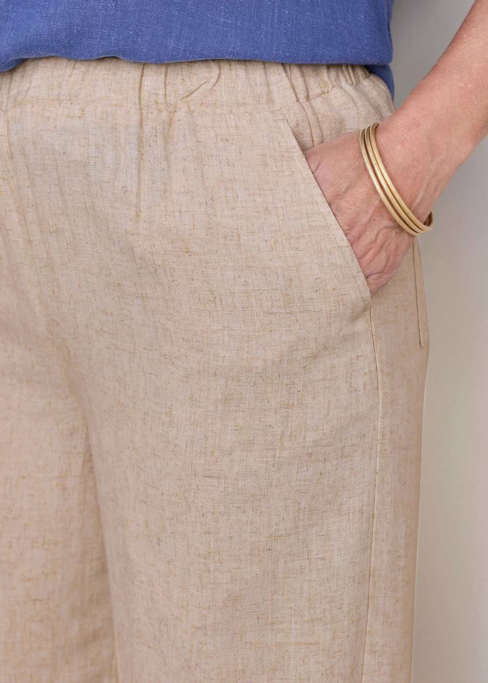 Cotton Traders Natural Natural Viscose Linen Blend Trousers - 10/L29 Image 4