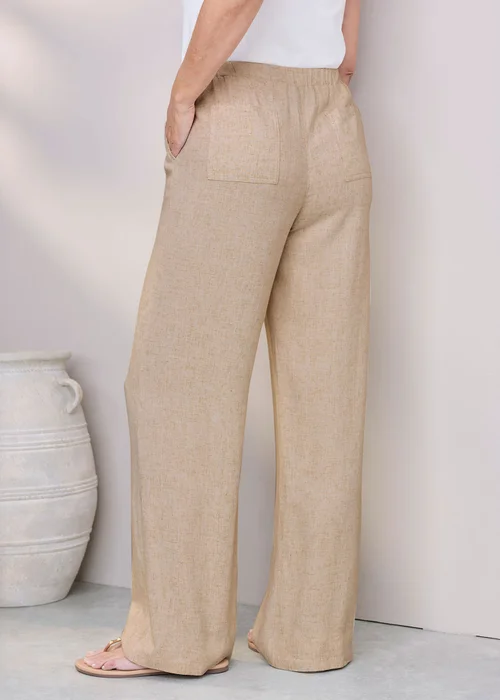Cotton Traders Natural Natural Viscose Linen Blend Trousers - 10/L29 Image 3