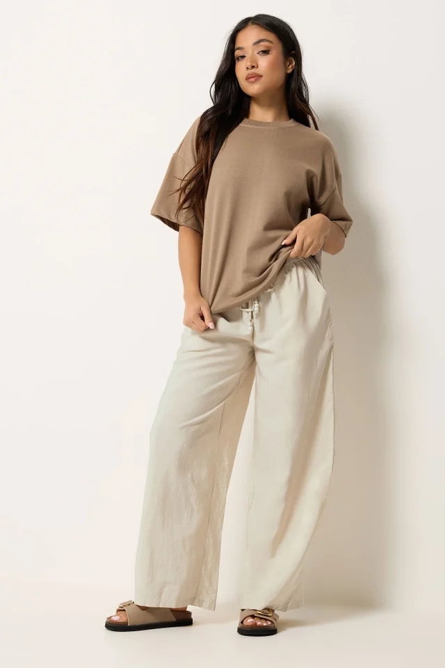 PixieGirl Petite Ivory White Beaded Wide Leg Trousers