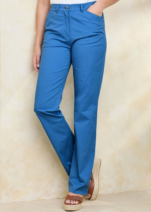 Cotton Traders French Blue Classic Straight Leg Chino Trousers - 18/L31 Image 1