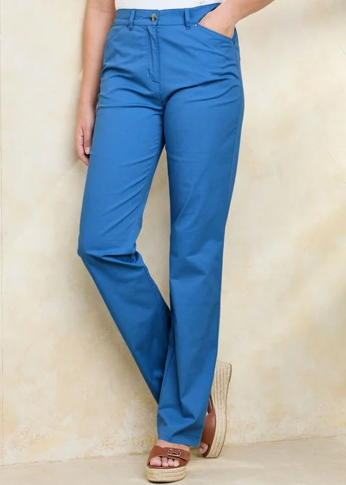 Cotton Traders French Blue Classic Straight Leg Chino Trousers - 16/L27 Image 1