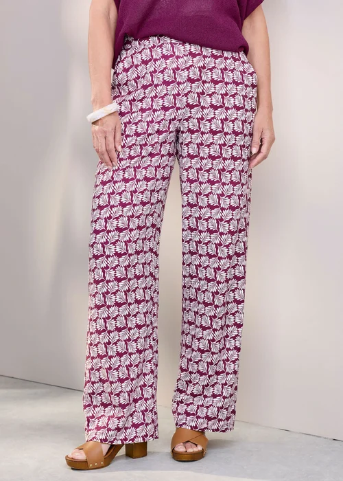 Cotton Traders Wild Rose Pull On Printed Wide Leg Trousers - 10/L27 Image 2
