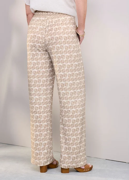 Cotton Traders Cream Pull On Printed Wide Leg Trousers - 12/L27 Image 3