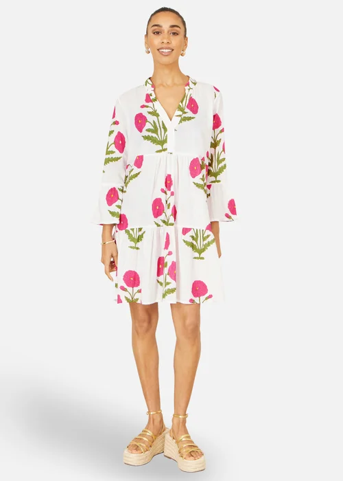 Yumi White Cotton Floral Tunic - 18 Image 1