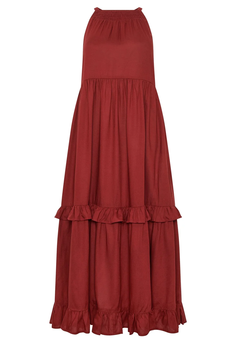 PixieGirl Petite Red Halter Neck Tiered Maxi Dress - 12 Image 5