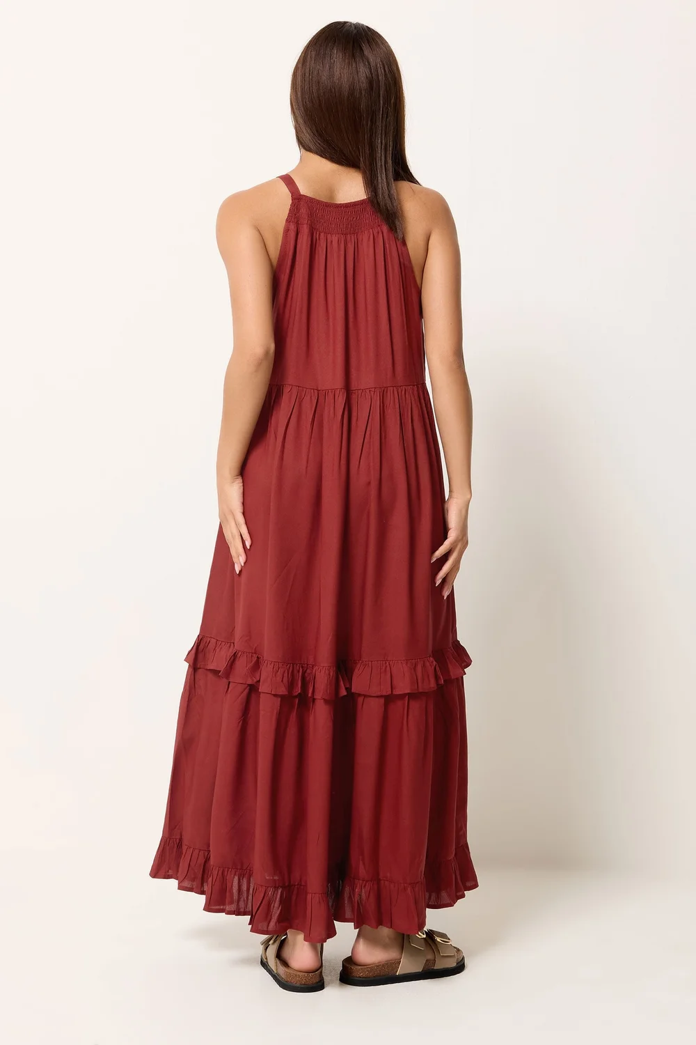 PixieGirl Petite Red Halter Neck Tiered Maxi Dress - 12 Image 3