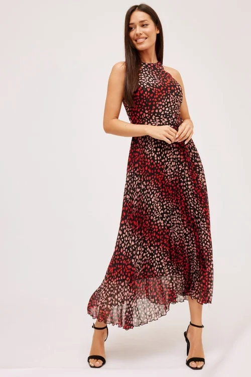 Style Cheat Multi Black Heart Luisa Belted Pleated Maxi Dress - 16 Image 1