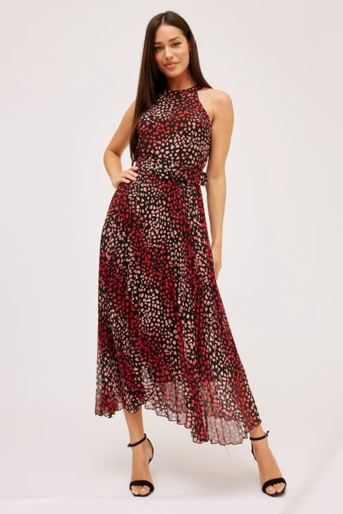 Style Cheat Multi Black Heart Luisa Belted Pleated Maxi Dress - 16 Image 2