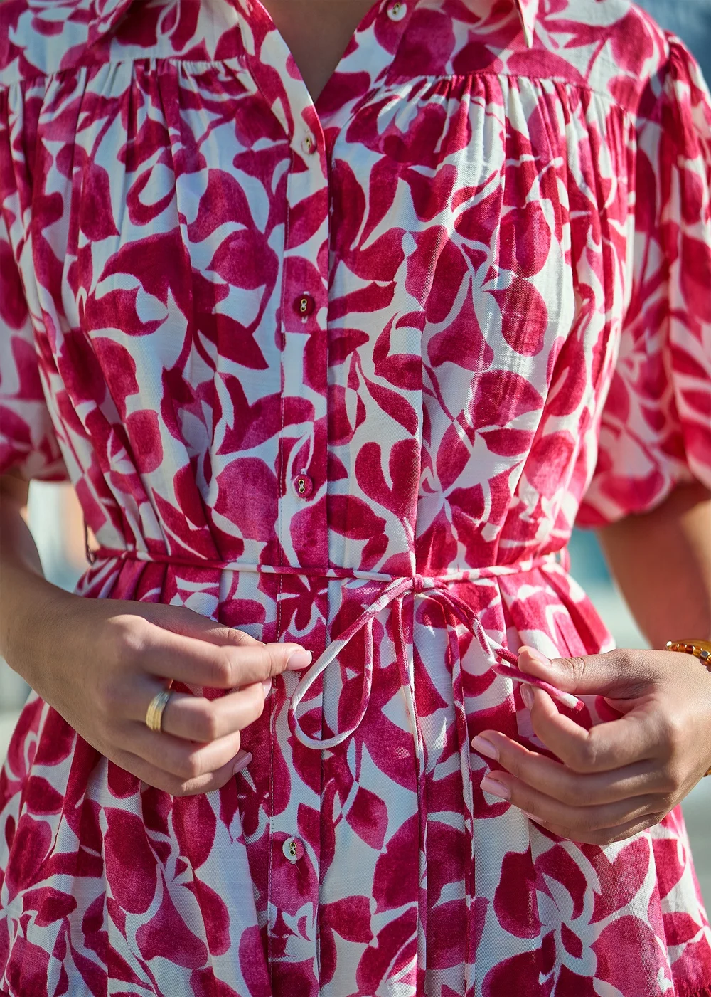 Yumi Pink Floral Print Viscose Relaxed Shirt Dress - 8 Image 3