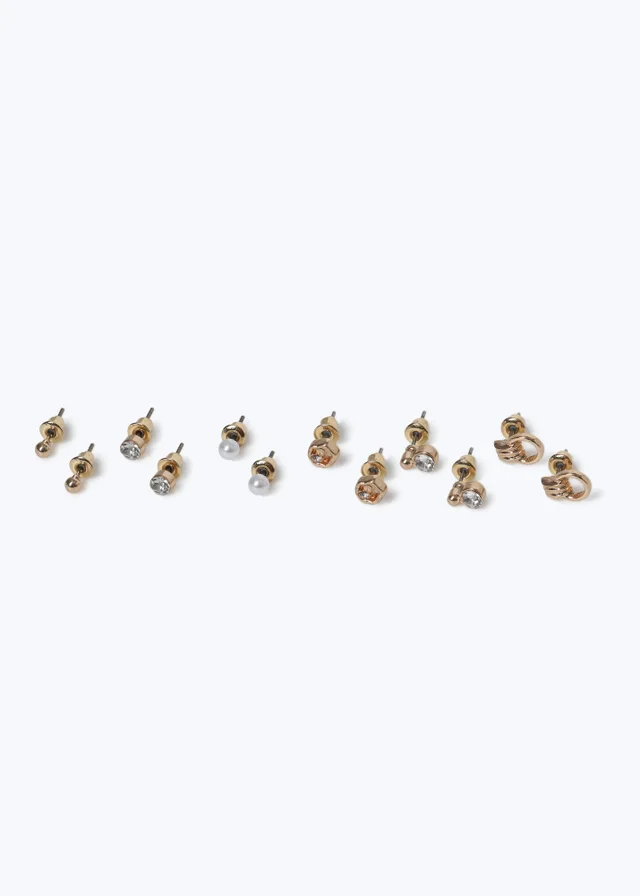 Muse 6 Pack Gold Mini Door Knocker Earrings
