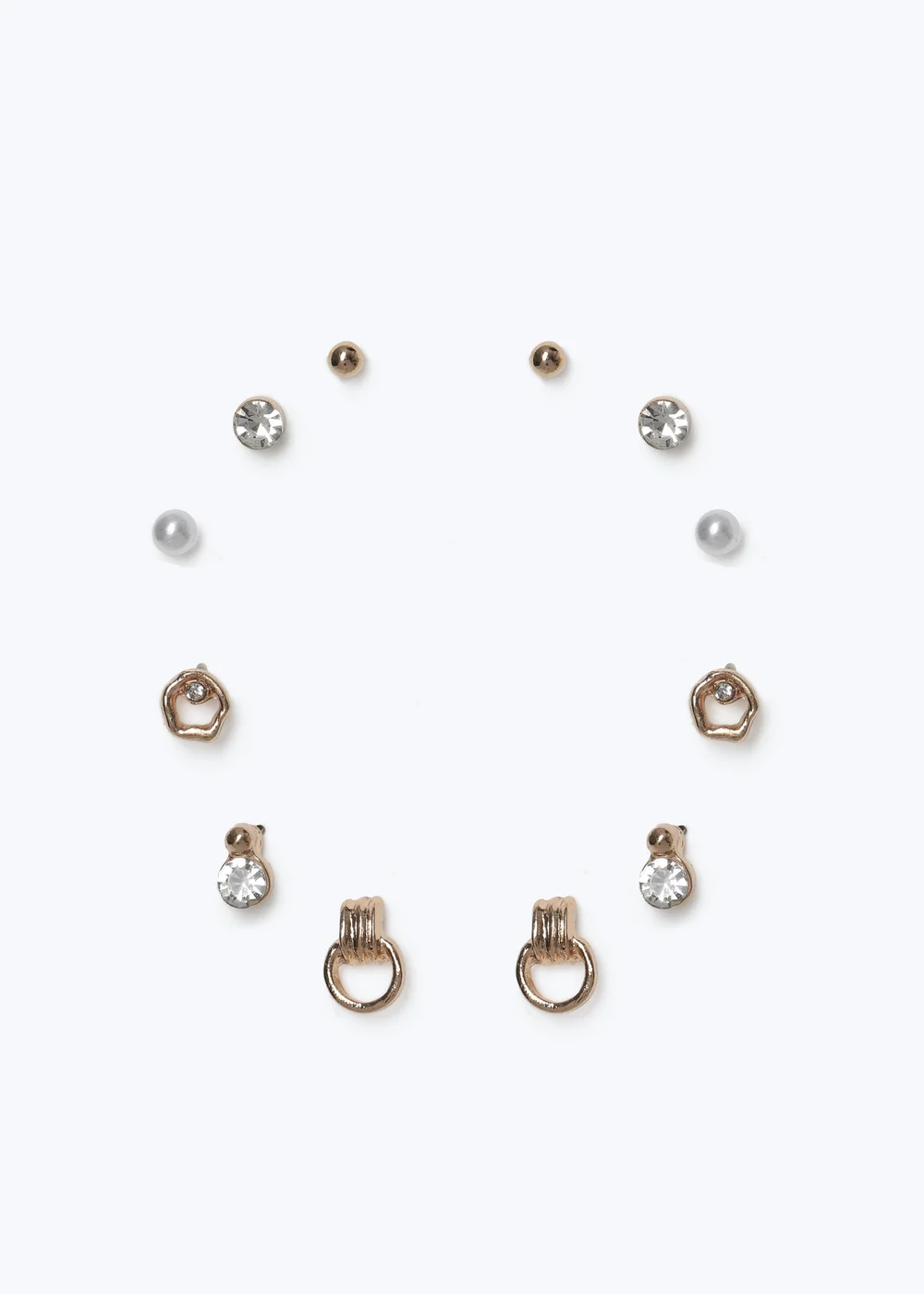 Muse 6 Pack Gold Mini Door Knocker Earrings - One Size Image 1