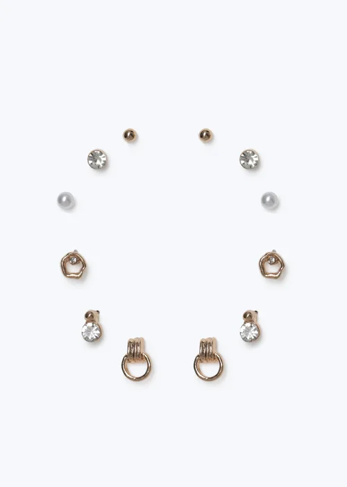 Muse 6 Pack Gold Mini Door Knocker Earrings - One Size Image 1