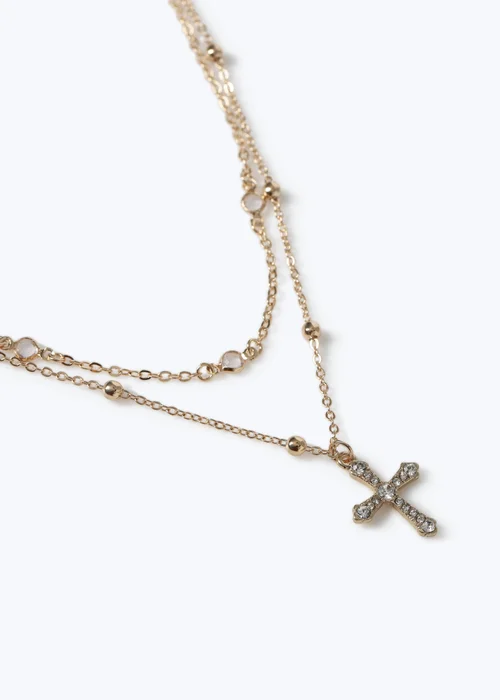 Muse Gold Multirow Cross Necklace - One Size Image 2