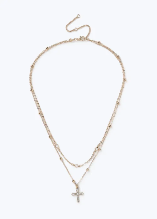 Muse Gold Multirow Cross Necklace - One Size Image 1
