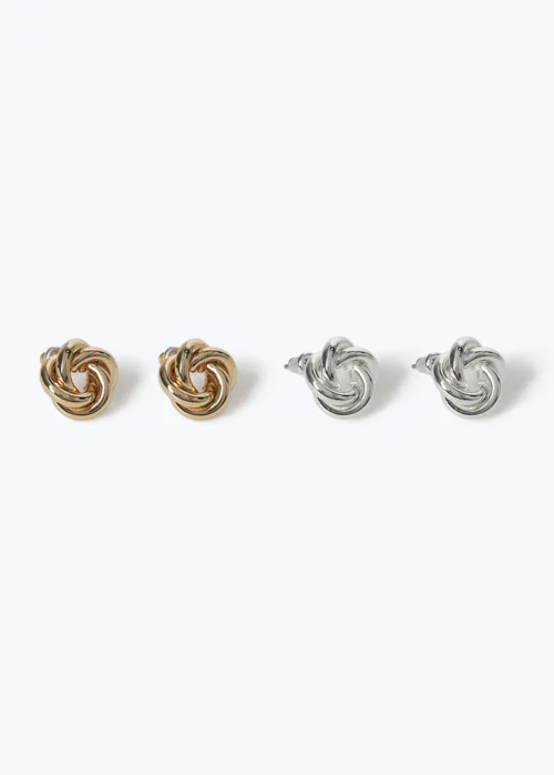 Muse 2 Pack Gold Knot Stud Earrings - One Size Image 2