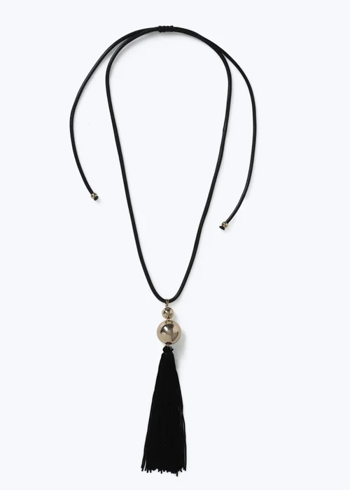 Muse Black Cord Tassel Long Necklace - One Size Image 1